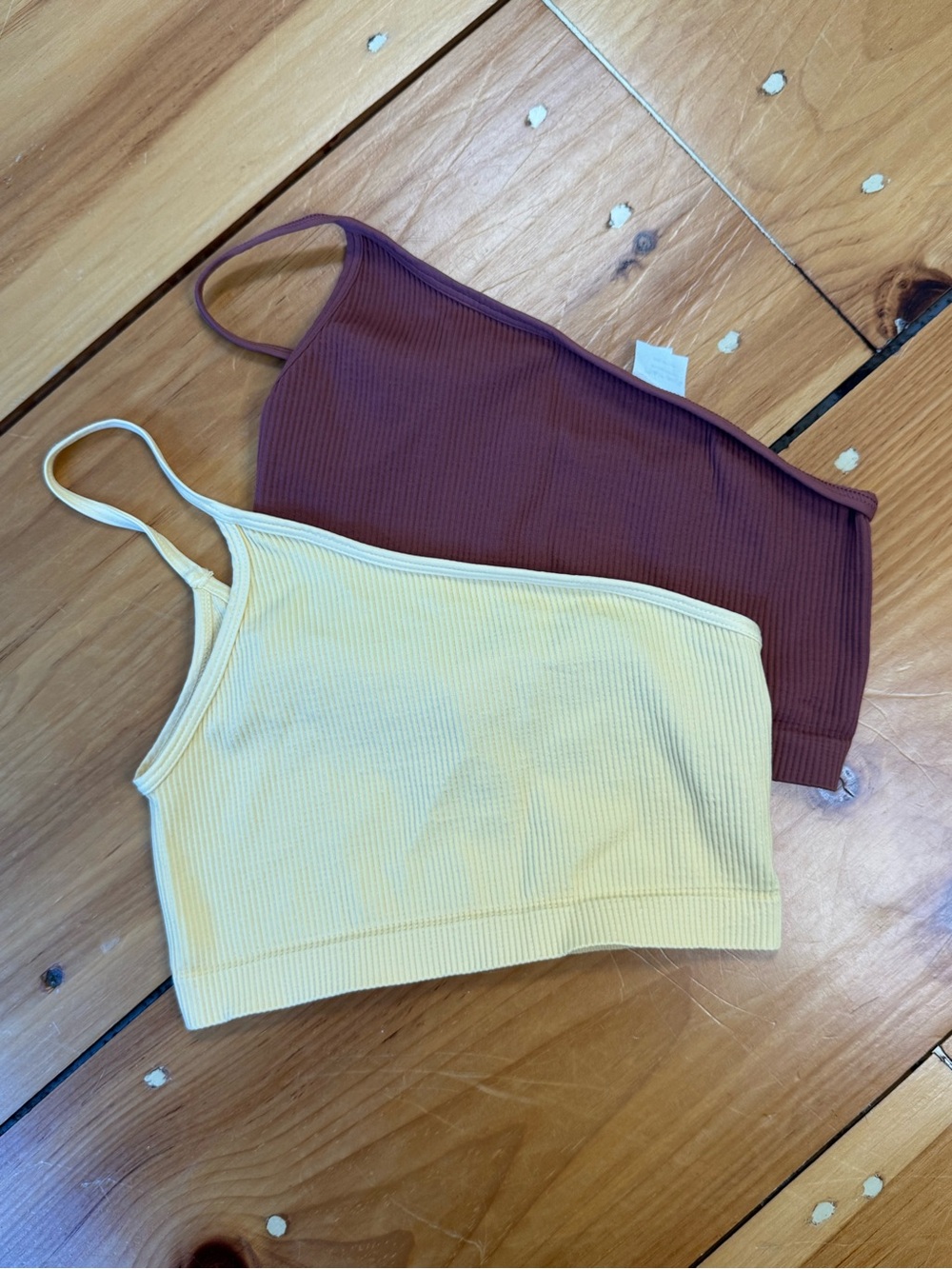 NIKIBIKI Seamless One Shoulder Ribbed Bralettes (set of two)